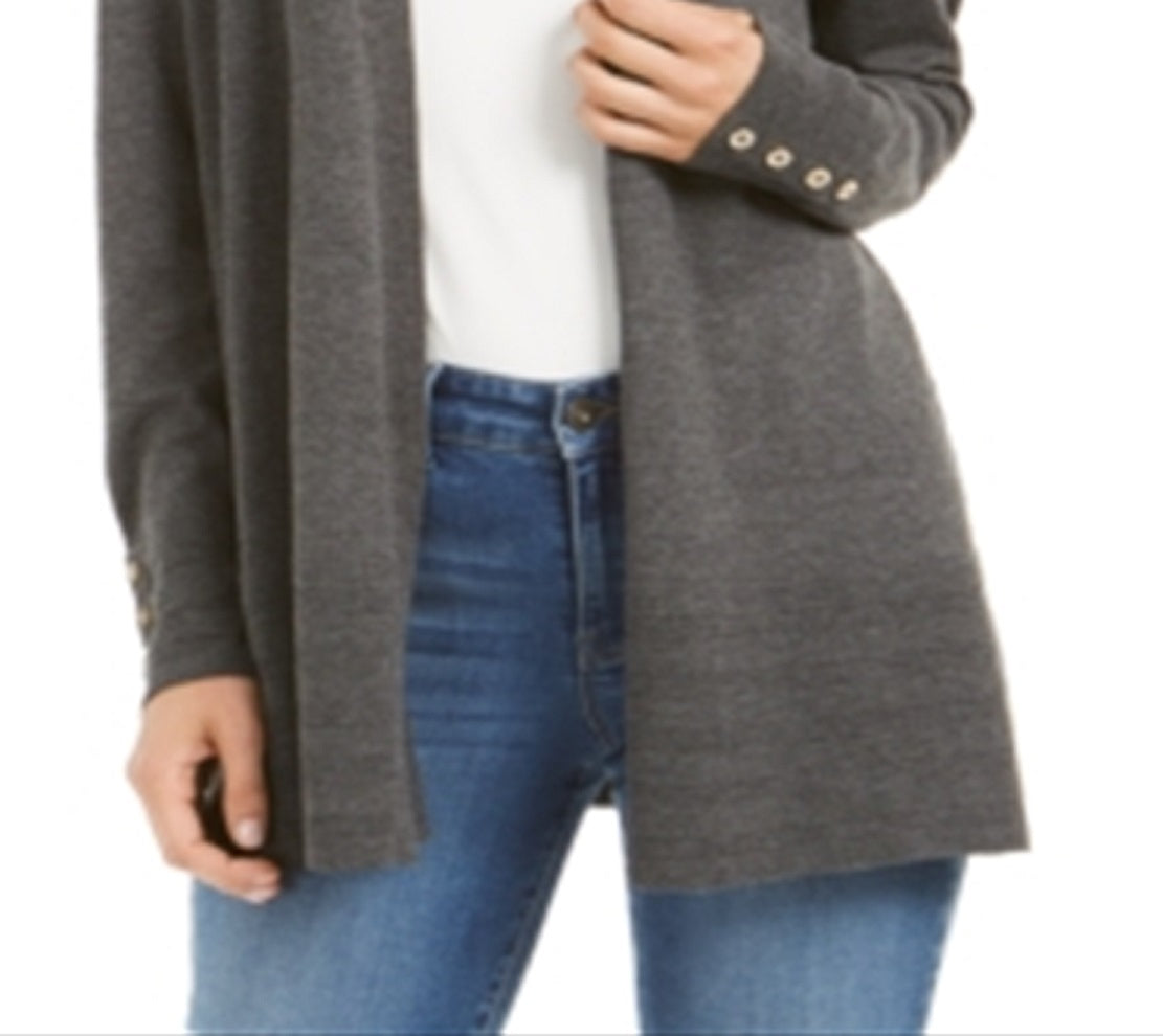 Cardigan feminino Charter Club com frente aberta, cinza, tamanho extragrande