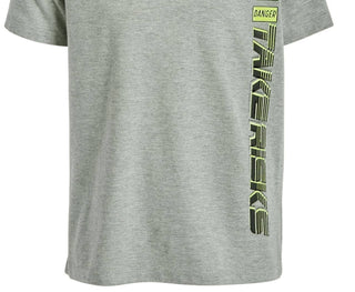 Camiseta estampada gráfica ID Ideology Big Boy's cinza tamanho médio