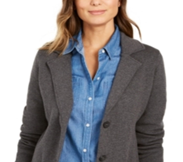 Jaqueta Blazer Feminina Charter Club Cinza Tamanho Médio