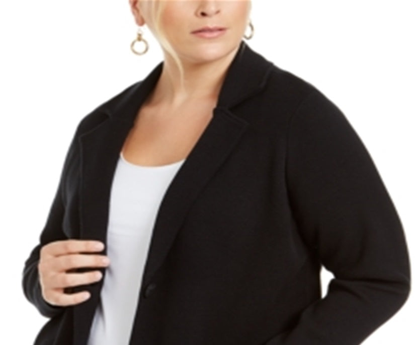 Blazer feminino de algodão Charter Club, preto, tamanho 1X