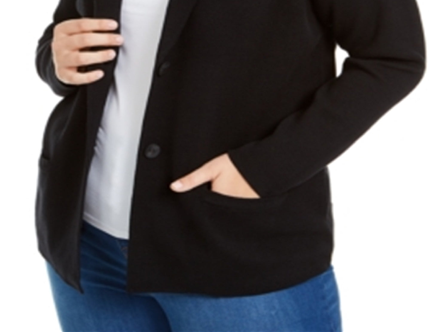 Blazer feminino de algodão Charter Club, preto, tamanho 1X