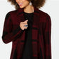 Cardigan feminino xadrez estilo boucle vermelho tamanho pequeno