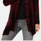 Cardigan feminino xadrez estilo boucle vermelho tamanho pequeno