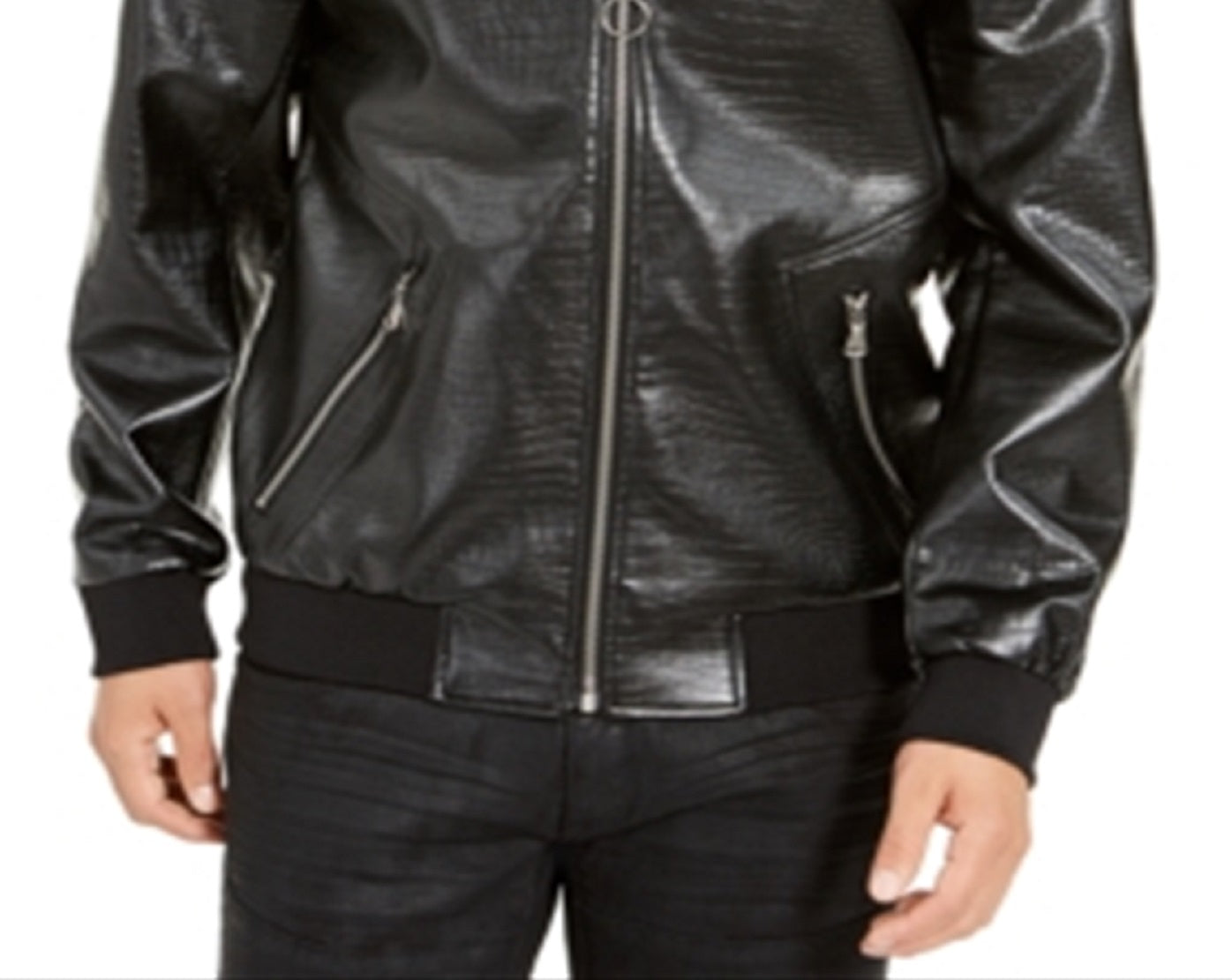Jaqueta masculina de couro sintético Coach Wild Embossed da INC International Concepts, preta, tamanho pequeno