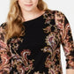 Charter Club Blusa de malha com estampa floral feminina, preta, tamanho médio