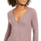 Blusa feminina texturizada de manga comprida e decote em V, tamanho pequeno, rosa, da INC International Concepts