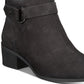 Giani Bernini Botas femininas de couro com zíper e salto bloco e bico redondo, pretas, tamanho 9 M