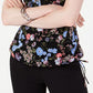 Blusa feminina INC International Concepts com babados florais e cordão, decote em V, preta, tamanho extragrande