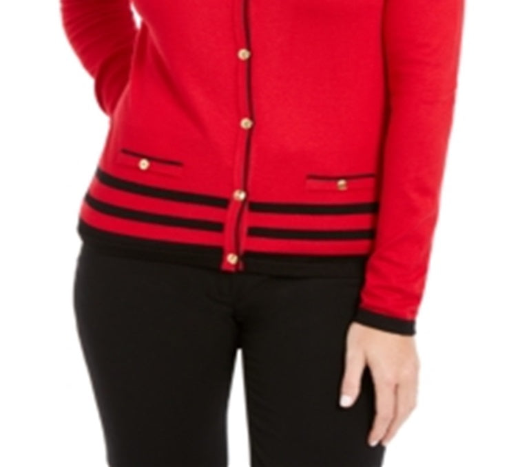 Karen Scott Cardigan Feminino Gola Redonda Tamanho P Vermelho