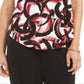 Camiseta feminina Alfani estampada com bainha redonda, vermelha, tamanho pequeno
