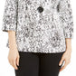 Jaqueta feminina com estampa animal texturizada JM Collection, branca, tamanho X-G