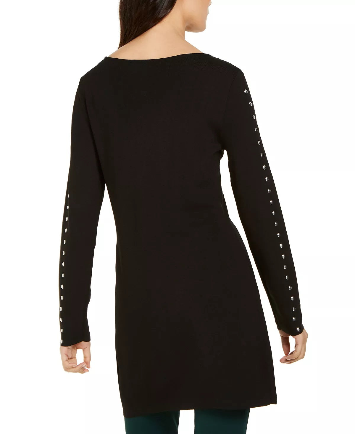 Suéter túnica feminino com tachas da INC International Concepts, preto, tamanho pequeno G