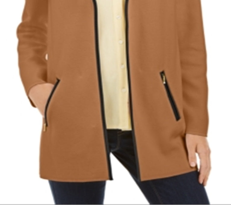 Cardigan feminino Charter Club Milano de algodão com frente aberta, marrom, tamanho XX-G