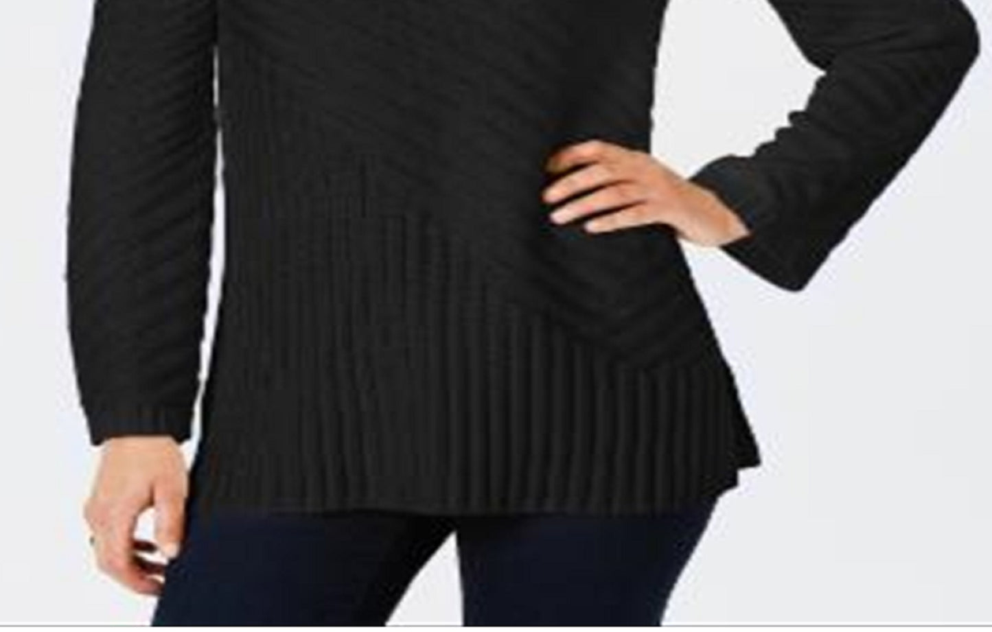 Suéter feminino de gola alta estampado Charter Club, preto, tamanho pequeno G