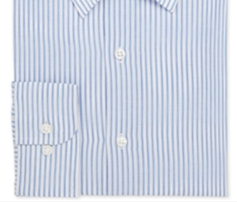 Camisa social listrada masculina Club Room, azul, tamanho 34-35