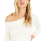 Blusa feminina Bar III manga comprida decote assimétrico branca tamanho X-G