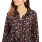 Camisa feminina com estampa floral e camadas Style &amp; Co, preta, tamanho pequeno