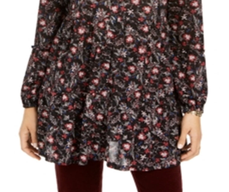 Camisa feminina com estampa floral e camadas Style &amp; Co, preta, tamanho pequeno