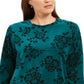 Moletom feminino Karen Scott com estampa floral, verde, tamanho pequeno