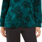 Moletom feminino Karen Scott com estampa floral, verde, tamanho pequeno