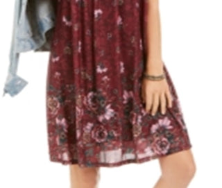 Vestido smocked com estampa floral feminino Style &amp; Co, vermelho, tamanho pequeno