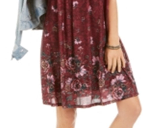 Vestido smocked com estampa floral feminino Style &amp; Co, vermelho, tamanho médio