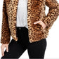 Jaqueta de pele sintética com estampa de leopardo Maison Jules feminina, marrom, tamanho médio