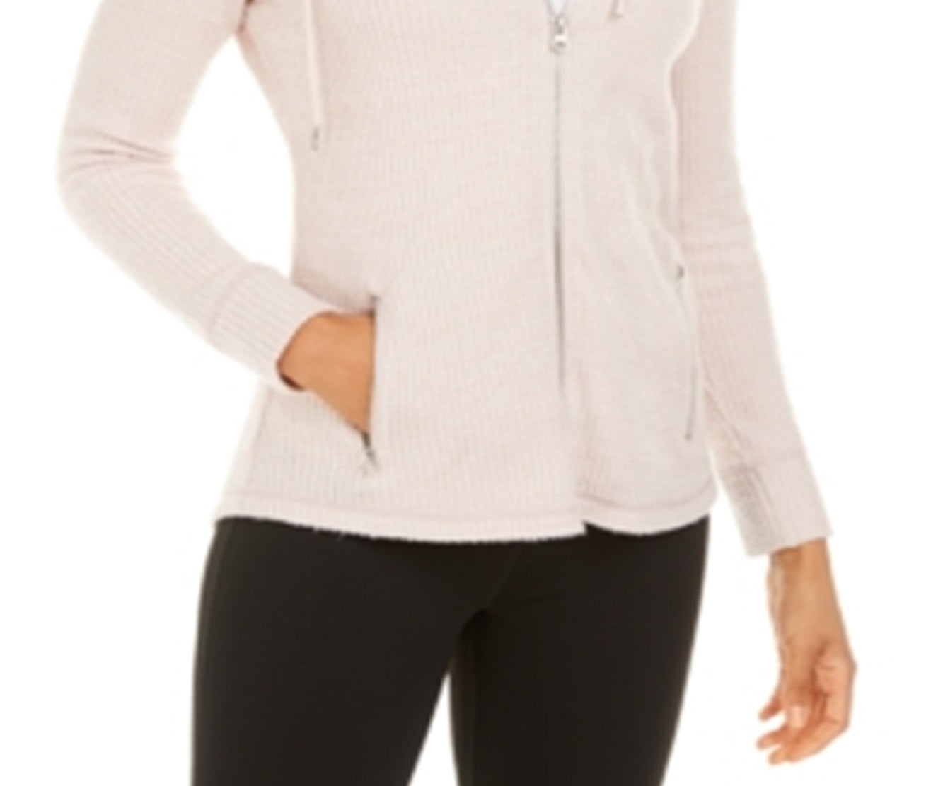 Ideology Moletom com capuz feminino Waffle Fitness Running Rosa Tamanho X-G