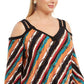 Blusa feminina estampada com ombros descobertos, INC International Concepts, vermelha, tamanho 0X