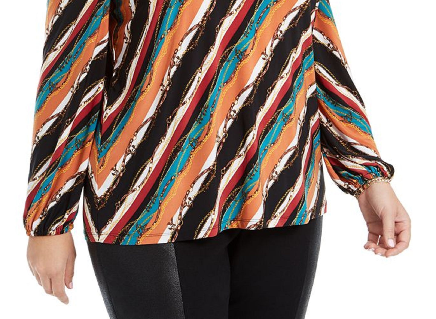Blusa feminina estampada com ombros descobertos, INC International Concepts, vermelha, tamanho 0X