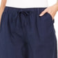 Shorts de algodão com cordão feminino Karen Scott, azul, tamanho X-S