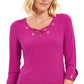JM Collection Top Feminino com Renda e Acabamento em Ilhós Rosa Tamanho P