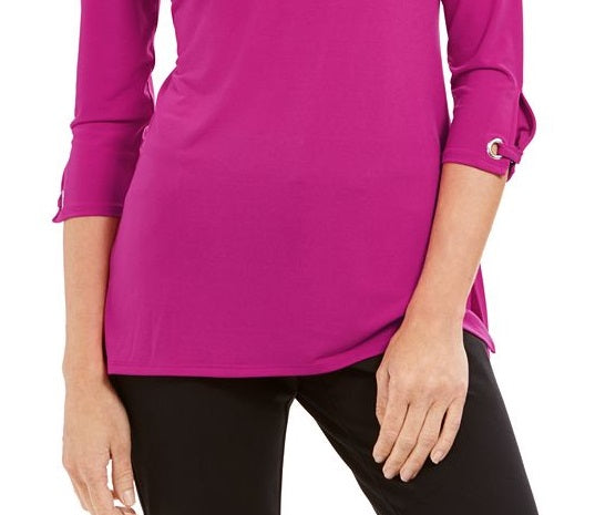 JM Collection Top Feminino com Renda e Acabamento em Ilhós Rosa Tamanho P