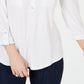 Blusa popover feminina estilo &amp; co com aba enrolada, branca, tamanho pequeno