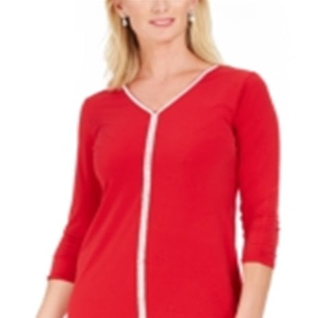 Vestido feminino JM Collection com manga 3/4 e acima do joelho, tamanho XS, vermelho