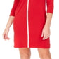 Vestido feminino JM Collection com manga 3/4 e acima do joelho, tamanho XS, vermelho