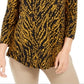 JM Collection Blusa feminina floral com manga 3/4 e decote em joia, preta, tamanho pequeno e pequeno