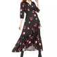 Vestido longo envolvente estampado em jacquard feminino Bar III, preto, tamanho extrapequeno