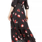 Vestido longo envolvente estampado em jacquard feminino Bar III, preto, tamanho extrapequeno