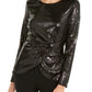 INC International Concepts Top Feminino com Lantejoulas Torcidas, Preto, Tamanho Grande