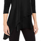 Top feminino Alfani com bainha assimétrica e envelope, preto, tamanho pequeno GG