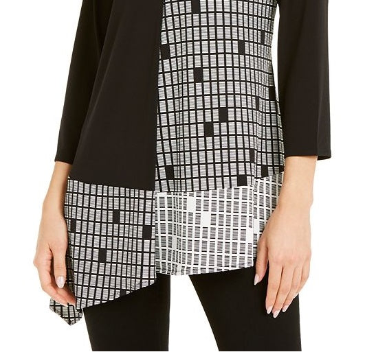 Blusa túnica assimétrica Alfani feminina, preta, tamanho X-S