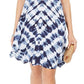 Vestido rodado com decote em V e mangas compridas estilo &amp; co feminino, azul, tamanho pequeno M