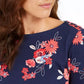 Camiseta feminina Charter Club de algodão Pima com estampa floral, azul, tamanho XX-G