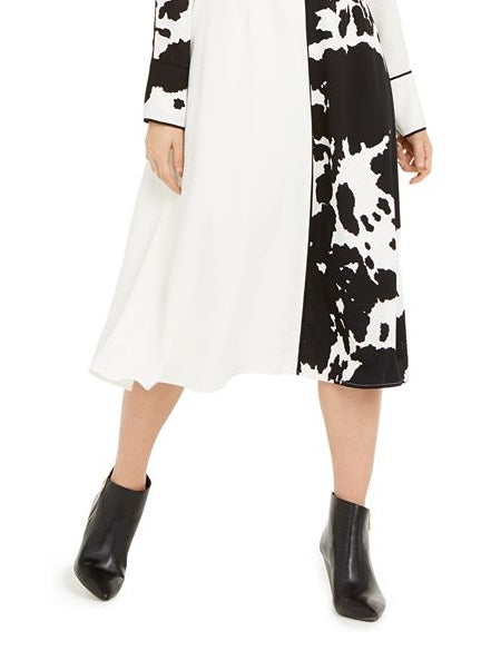 Vestido Alfani Feminino Colorblock Fit &amp; Flare Preto Tamanho 14