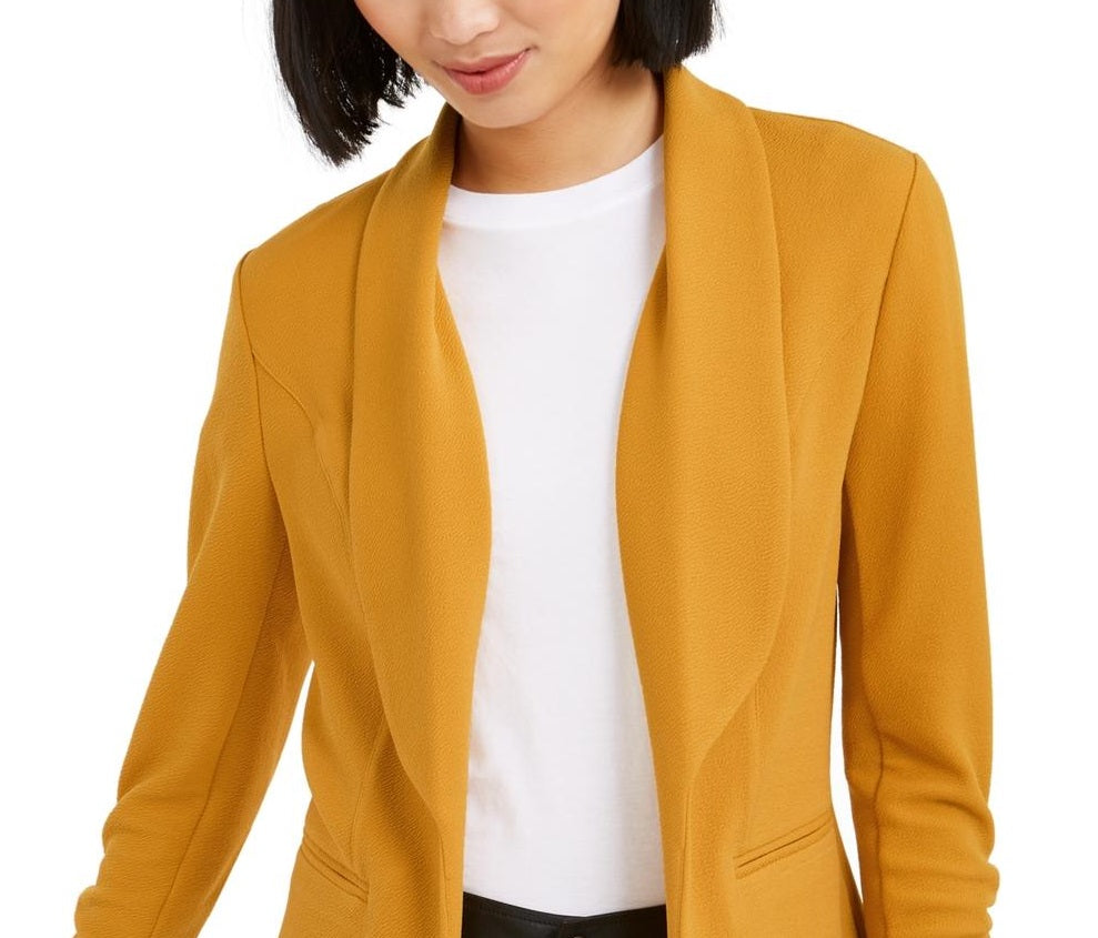 Bar III Blazer feminino franzido amarelo tamanho médio
