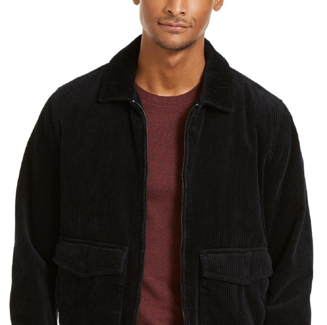 Jaqueta bomber masculina Sun + Stone Hazel para clima frio, preta, tamanho médio