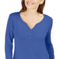Camisa Henley Manga 3/4 Feminina Karen Scott Azul Tamanho P