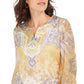 JM Collection Top Feminino com Decote Redondo e Detalhe Amarelo Tamanho P