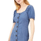 Vestido feminino jeans com decote quadrado e midi, tamanho 12, azul, da INC International Concepts